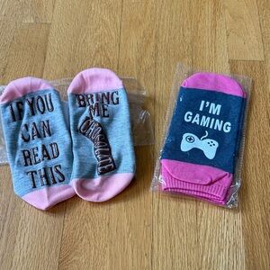 Pink and Gray Fun Socks Set. Women’s one size. New condition
